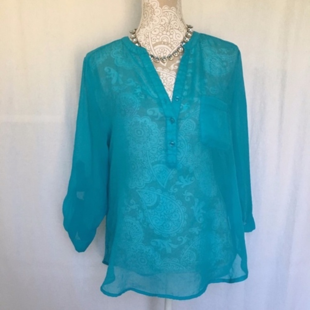 Como // Blue Lightweight summer Popover Top L z26